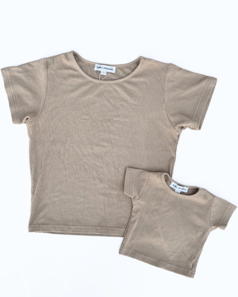 Ava Ribbed Tee - Desert Dune - Image 3