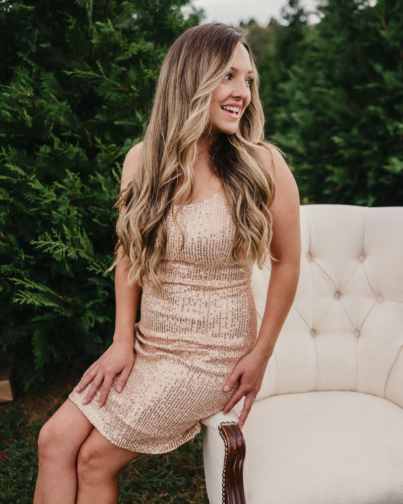 Cordelia Sequin Party Dress - Rose Gold - Image 3