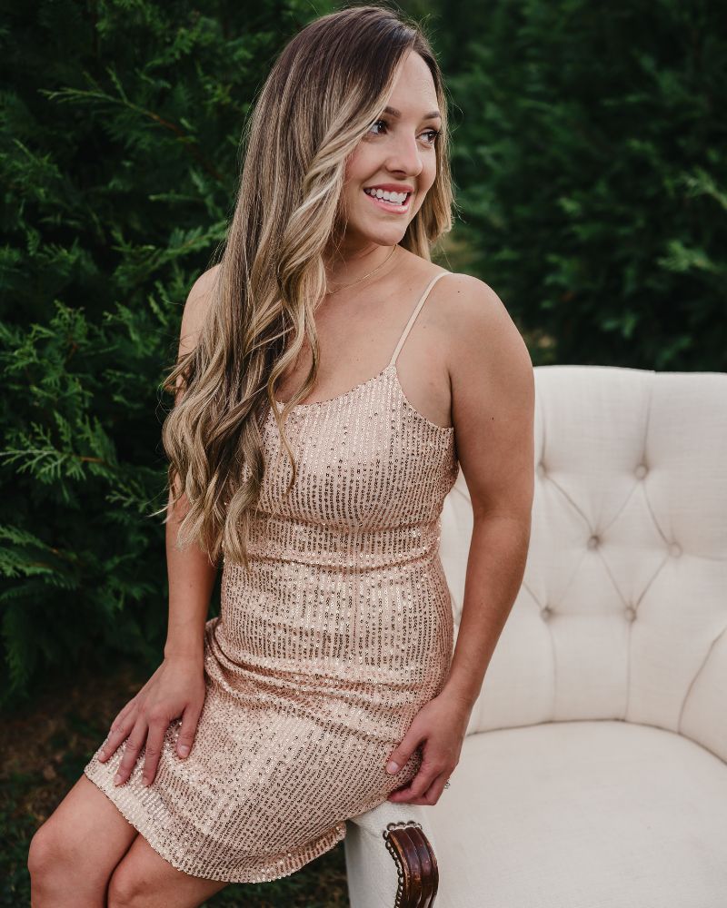Cordelia Sequin Party Dress - Rose Gold - Image 4
