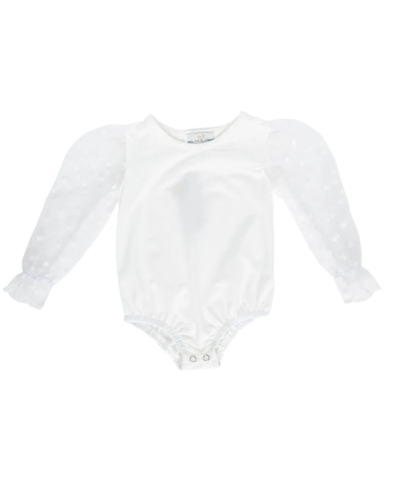 Destinee Sheer Dot Sleeve Top & Leotard - White - Image 7
