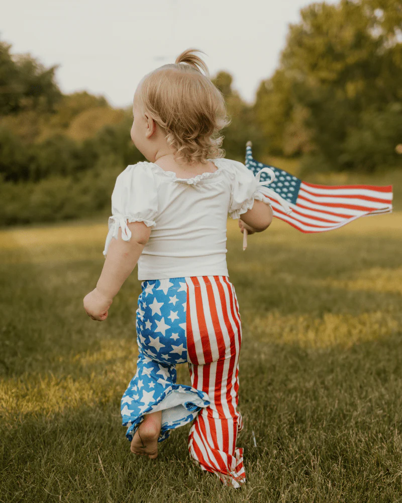 Keely Exaggerated Bell Bottoms - Patriotic Stars & Stripes