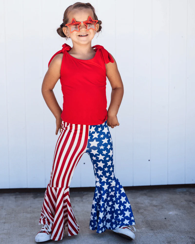 Keely Exaggerated Bell Bottoms - Patriotic Stars & Stripes - Image 2