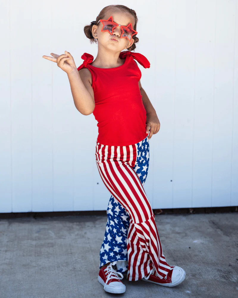 Keely Exaggerated Bell Bottoms - Patriotic Stars & Stripes - Image 3