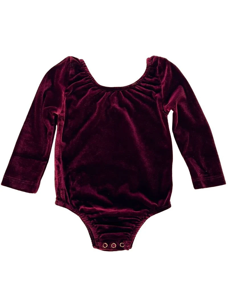 Livee Long Sleeve Velour Leotard - Cranberry - Image 2