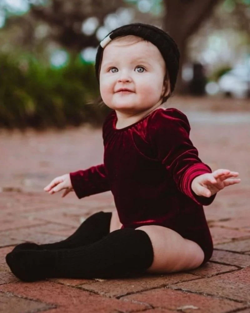 Livee Long Sleeve Velour Leotard - Cranberry - Image 3