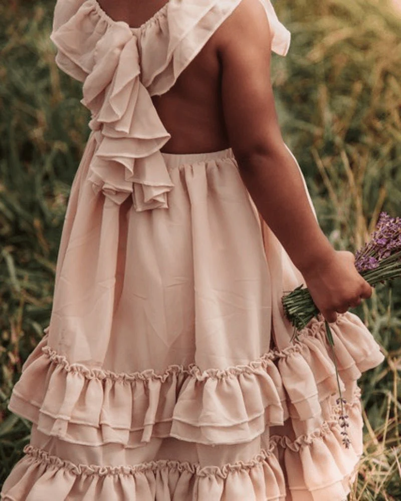 Nellie Ruffle Maxi Dress - Champagne - Image 10