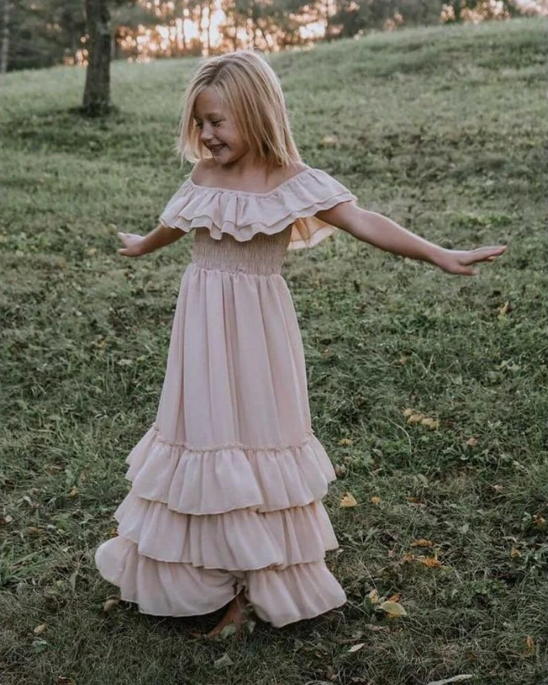 Nellie Ruffle Maxi Dress - Champagne - Image 14