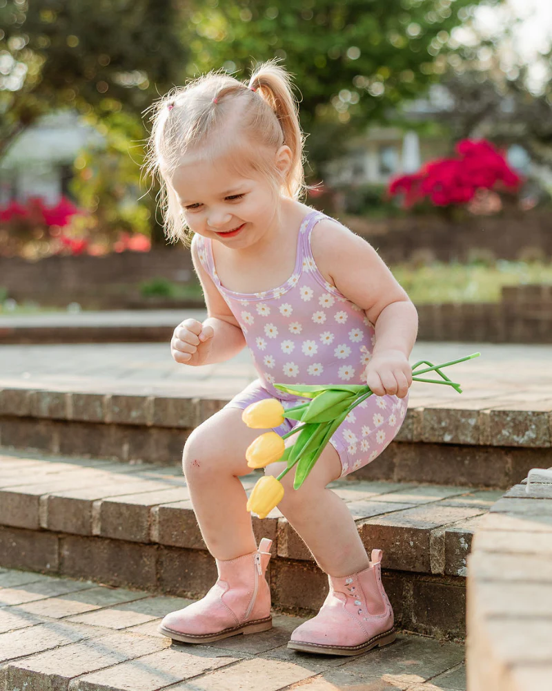 Piper Square Neck Bikeshort Romper - Lavender Bloom - Image 3