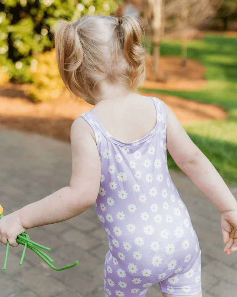 Piper Square Neck Bikeshort Romper - Lavender Bloom - Image 5