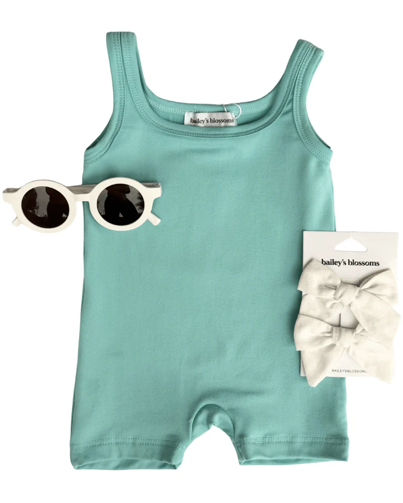 Piper Square Neck Bikeshort Romper - Mint Mist - Image 3