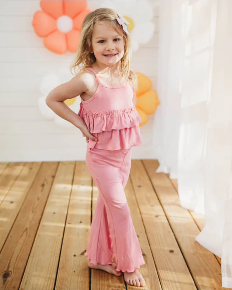 Presley Ruffle Tank Two-Piece Set - Pink - Image 3